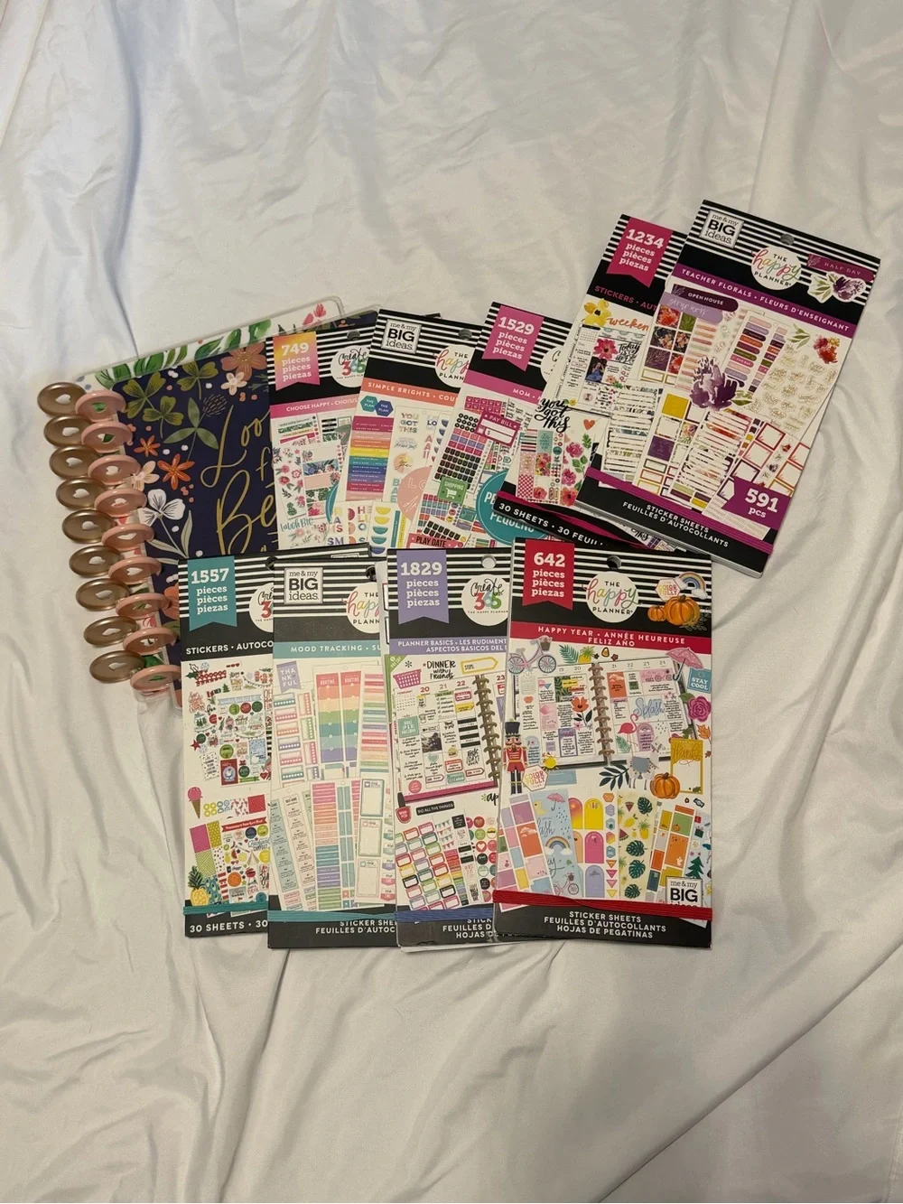 Happy Planner Bundle - 2  Covers + 9 Partially Used Sticker Books